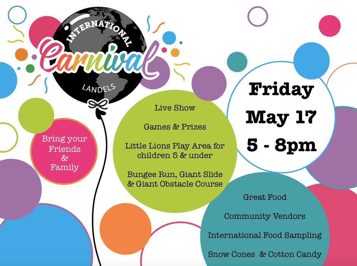 LandelsPta's tweet photo. Come to the International Carnival Tomorrow! 5pm - 8pm. The sun may even be out ☀️ ⛅️ #landelspta @mvwschools @bubbmvwsd https://t.co/g9fBAvETHs
