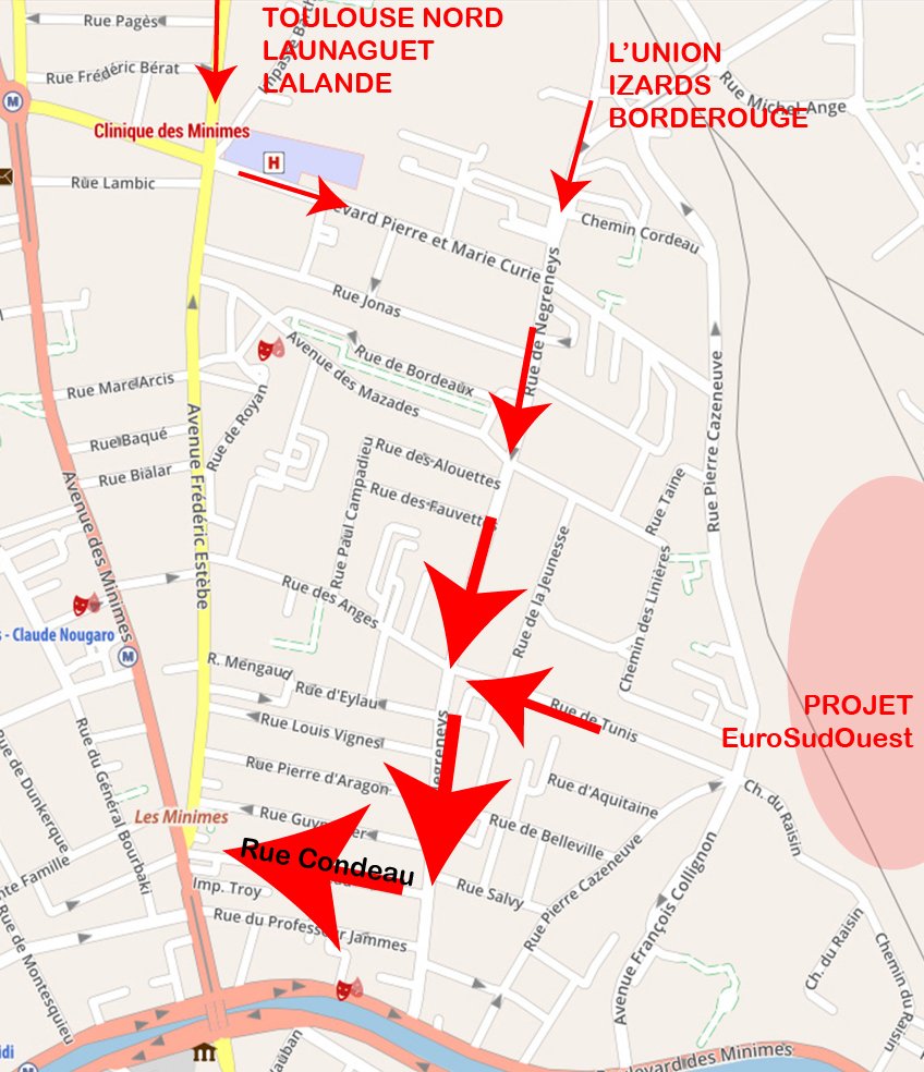 AbriacJ's tweet photo. @jlmoudenc M. Le Maire, nous vous attendons aux Minimes de pied ferme. Ici vous ré ouvririez la circulation de transit dans nos rues (sans doute pour TESO). Un décision qui va dégrader considérablement notre quotidien. A contre sens de l'histoire.
Inadmissible en @2020Toulouse . https://t.co/7e2tcqLIZt