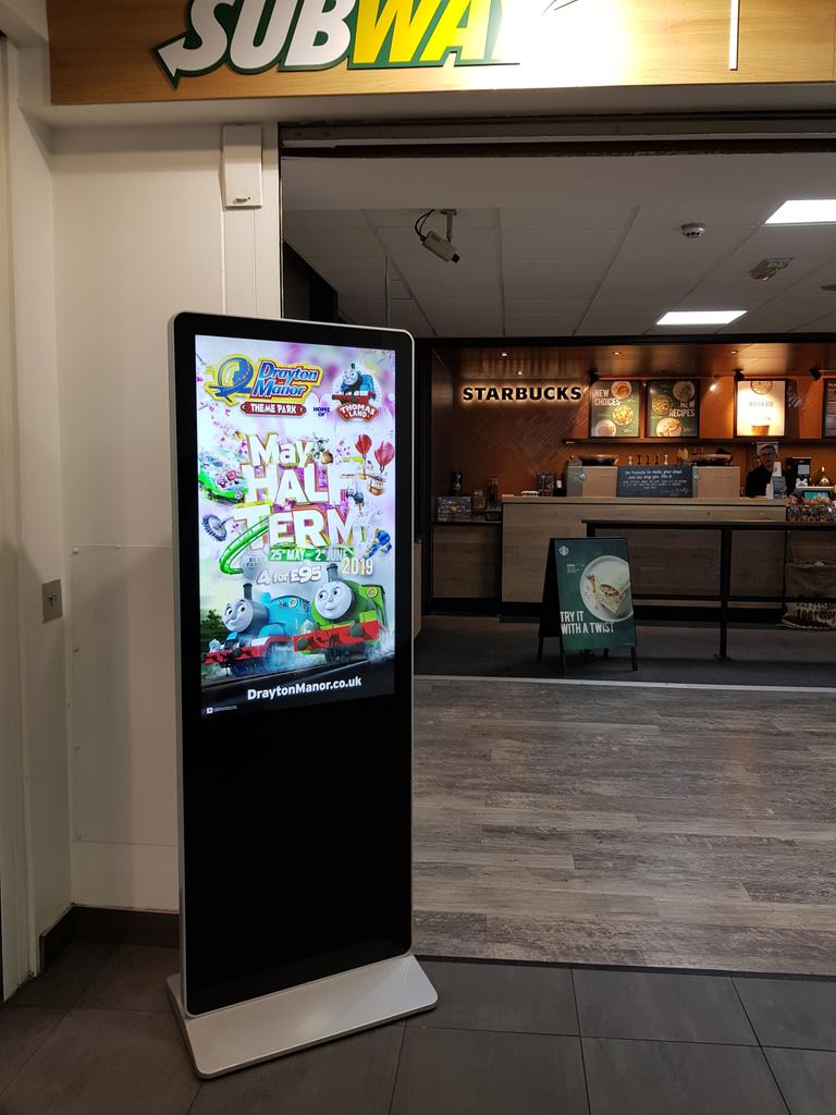Flatvision's tweet photo. Great to see our 43" vertical indoor podium displays being used @welcomebreak to advertise local events and attractions 👍 https://t.co/kZXsLJHOC3