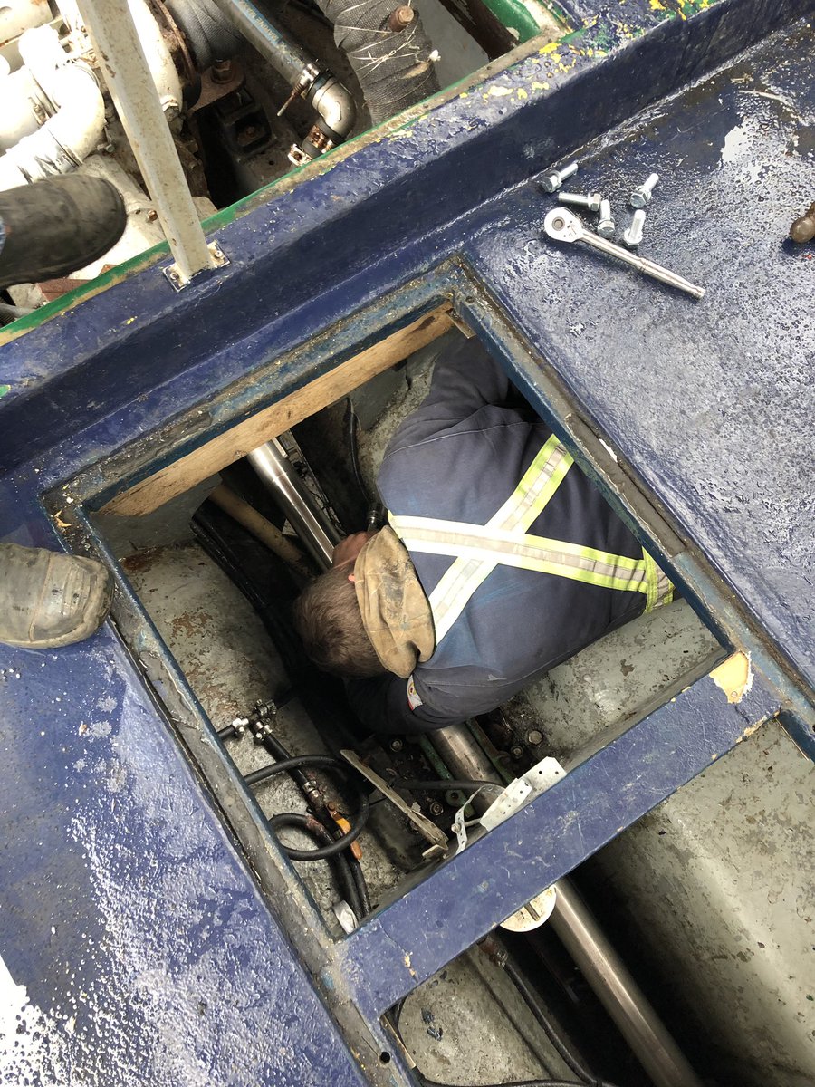Installing a beautifully straightened shaft getting ready for us to install an electric motor. Awesome work by #canadianmaritimeengineering and <a href="/LifeLunenburg/">LunenburgLIFE</a> #electricboats #cleanmarine #futureofmarine