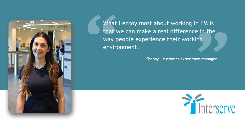 Shenay, #CustomerExperience manager says "What I enjoy most about working in #FM is that we can make a real difference in the way people experience their working environment" #WorldFMDay #Interserve #FacMan #InterserveCX <a href="/interserve/">Interserve</a>