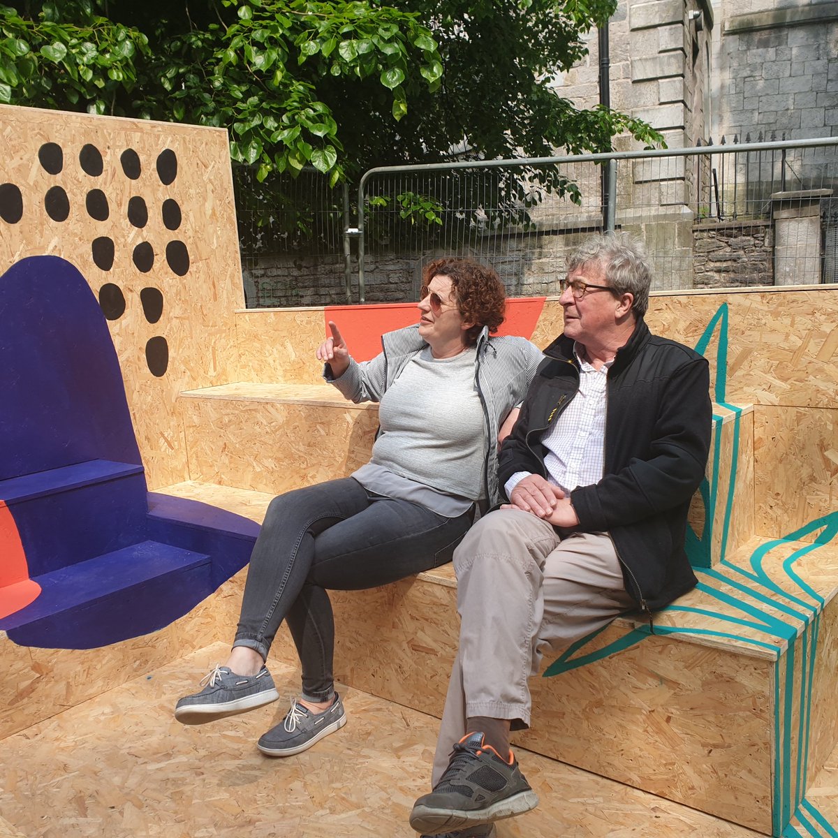 CorkHealthyCity's tweet image. &apos;ConverStation&apos; in Bishop Lucey Park as part of @designpopcork. It&apos;ll be on display for the Rainbow Picnic @CorkLGBTweek tomorrow also. Pop along (pardon the pun!!) #DesignPOP If any community groups would like to take it for their garden let Conor the designer know