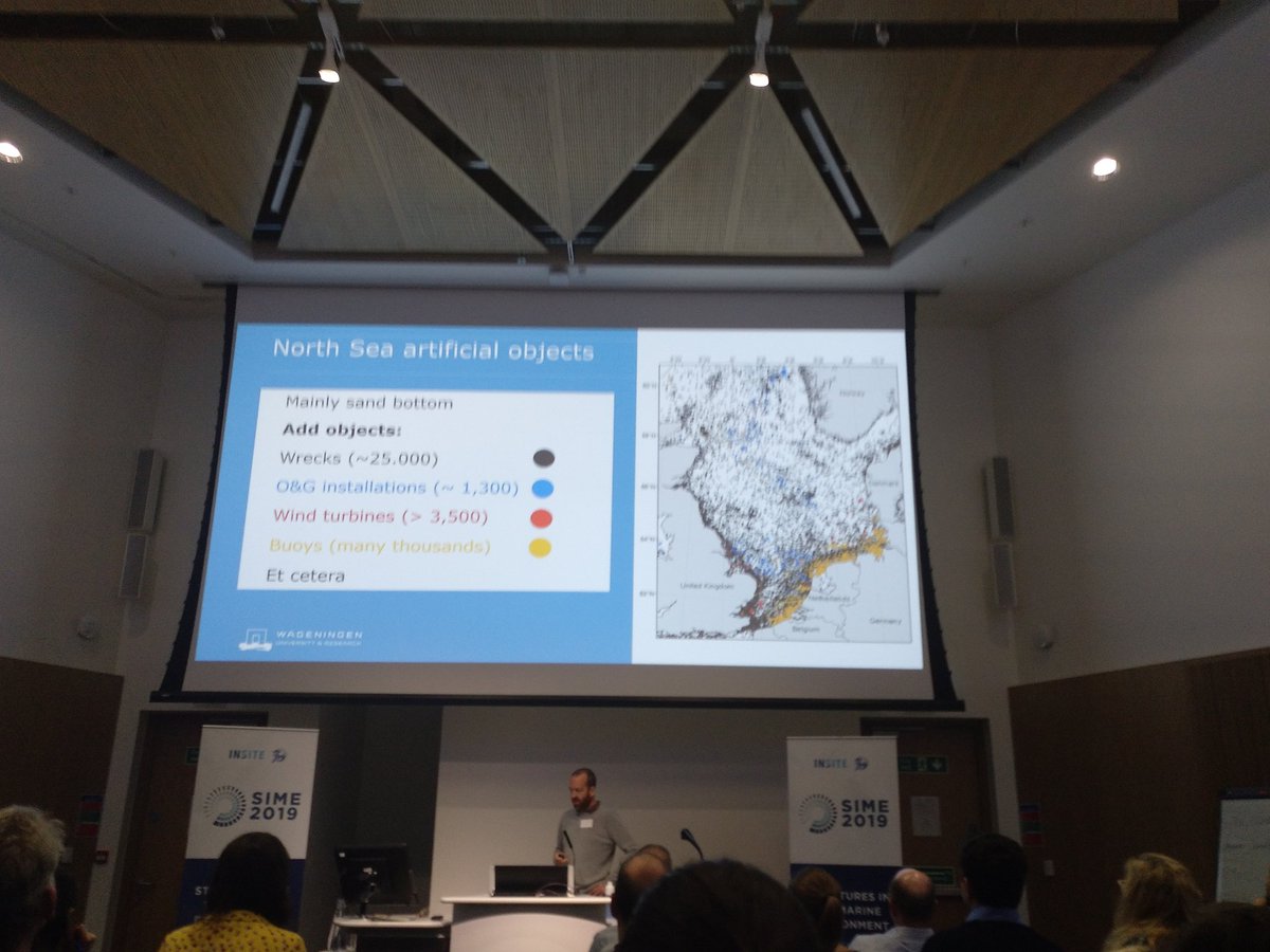 LilianLieber's tweet photo. Joop Coolen @UniWageningen highlighting the sheer numbers of man-made structures, e.g. #wrecks #oilandgas & #OffshoreWind in parts of the North Sea @mastscot @insitenorthsea #SIME2019 https://t.co/oSrBpwUMcK