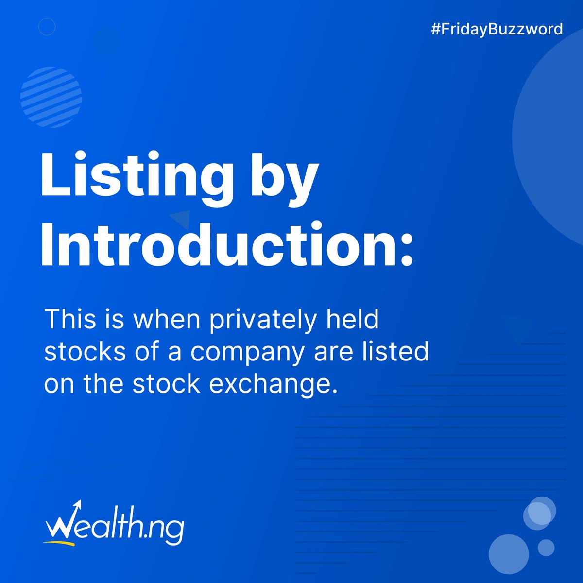 WealthNG's tweet photo. When a company's shares are on @NSEcontact via Listing by Introduction, stocks are only available in the market if existing shareholders sell their stocks.

A good example of this is the recently listed stocks from @MTNNG

#Stocks #MTNListing #stockmarket #stockexchange https://t.co/xp9kLMcIPK