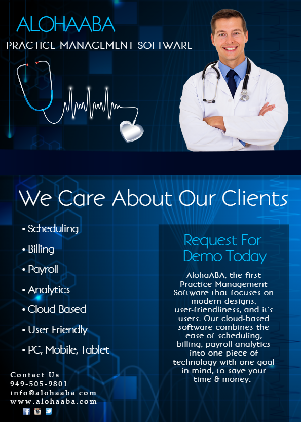 AlohaABA's tweet photo. AlohaABA reduces the administrative work needed to run a successful practice by seamlessly integrating billing, scheduling, and payroll. All you need to do is schedule and complete an appointment.#alohaaba #practicemanagement #freesubscription @AlohaABA: https://t.co/r1643zuiP7 https://t.co/gvYtOfUbDY