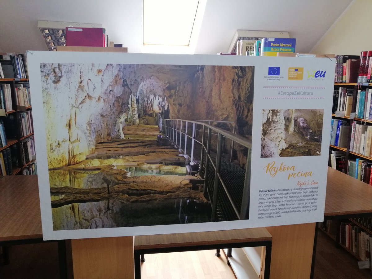 EUinfoNis's tweet photo. U #EUteka Matičnoj biblioteci "Svetozar Marković" u #Zaječar postavljen je deo izložbe "Pozdravi iz Srbije" na kojoj su prikazani lokaliteti u Srbiji obnovljeni uz pomoć EU. 🇷🇸🇪🇺 #EUzaTebe https://t.co/NR4gpypRyJ