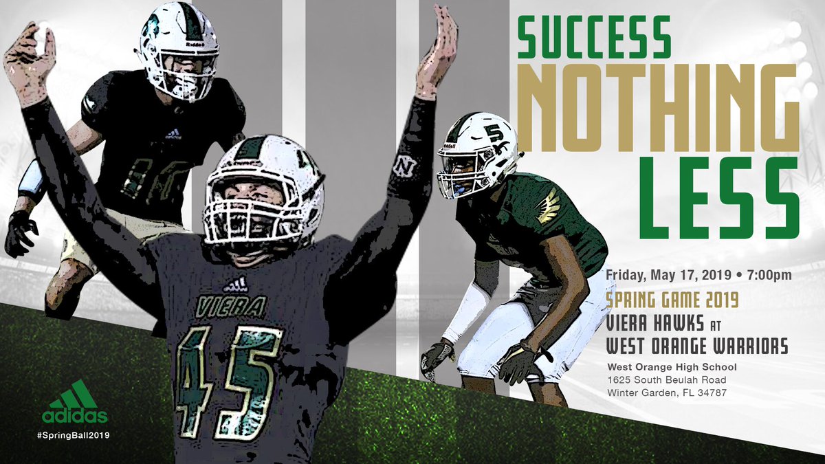 VieraHawks's tweet photo. 🚨Rise and Grind🚨 It’s game day! Spring Game showdown in Winter Garden vs West Orange Warriors. Hope to see Hawk Nation at the game loud and proud. #SuccessNothingLess #GameWeek #SpringGame19

🏈Kick off 7:00pm https://t.co/i8UgVkP7Mg