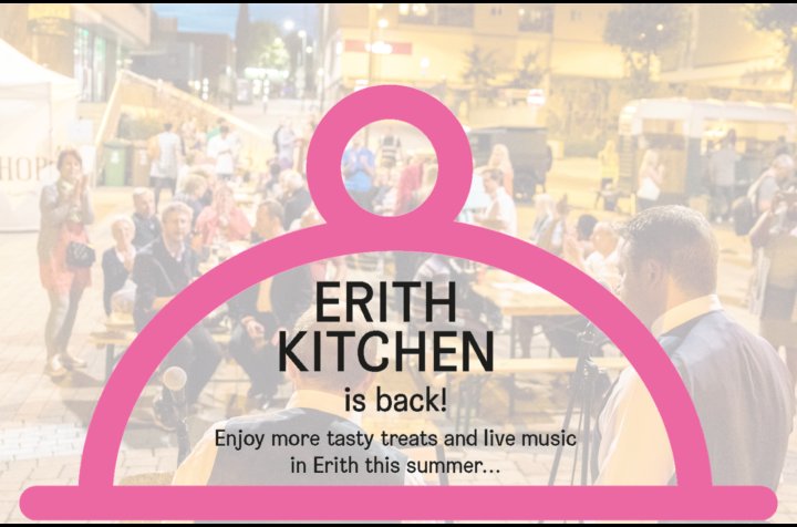GreaterErith's tweet photo. Tonight's the night! #ErithKitchen is back, for the first of four monthly street-food nights throughout summer 2019. Join us from 4–9pm on Pier Road near Morrisons for delicious flavours from around the world from our local traders – and live music from 6pm too! https://t.co/ANvVKePiPt