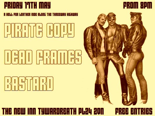 Black Sails Promotions / Get Rad Festival (@blacksailpromo) on Twitter photo Down in Cornwall tonight is <a href="/Dead_Frames/">Dead Frames</a> / <a href="/PirateCopy/">Pirate Copy</a> and BASTARD!
CORNISH CREW ASSEMBLE Down in Cornwall tonight is <a href="/Dead_Frames/">Dead Frames</a> / <a href="/PirateCopy/">Pirate Copy</a> and BASTARD!
CORNISH CREW ASSEMBLE