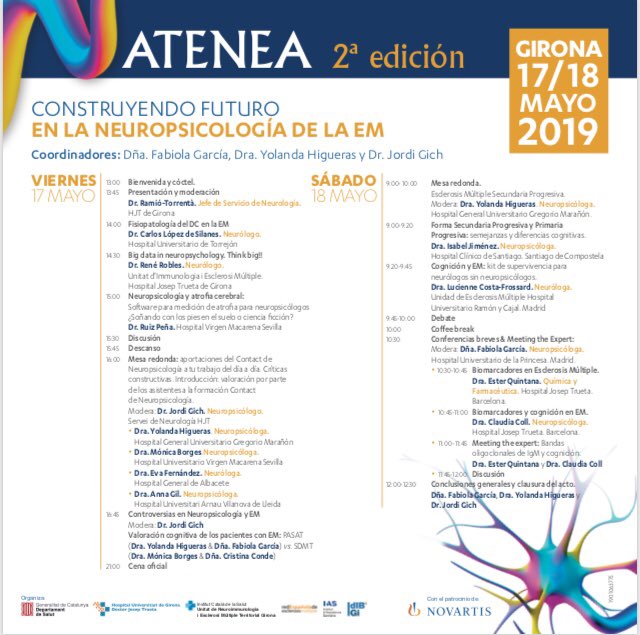 projecteEMline's tweet photo. Más de 50 profesionales nos reunimos hoy y mañana para compartir, aprender e ir construyendo el futuro de la #neuropsicologia de la #EM. Coordinador por @NoColorLights, @fabiola1garcia y Dr. #JordiGich. Experiencias Programa Contact,controversias, biomarcadores, etc. #ateneaEM19 https://t.co/K90OZoxIZK