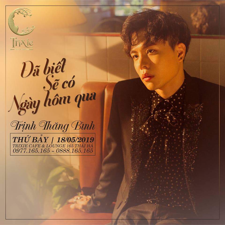 Thứ bảy [18/05/2019] Minishow TRỊNH THĂNG BÌNH
➼ Phụ thu: 400K - 300K
➼Link đặt bàn: trixie.com.vn/minishow-trinh…
✪Address: 165 Thai Ha, #Hanoi
✆Hotline: 0977.165.165-0888.165.165
ⒻFacebook: fb.com/trixie.cafe.lo…
@ Website: trixie.com.vn
#trixie #cafe #music