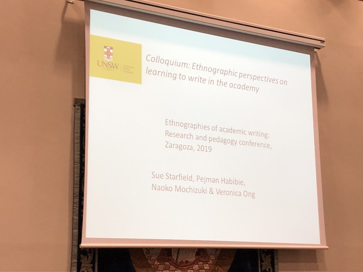 digital_genres's tweet photo. Sue Starfield links John Swales’s legacy to ethnography and “thick description” in the first colloquium of Day 2 chaired by @LauraMuresan3 #Ethnographies of Academic Writing #EoW #genres #AcademicWriting #languages #ESP https://t.co/4l3lybTqzr
