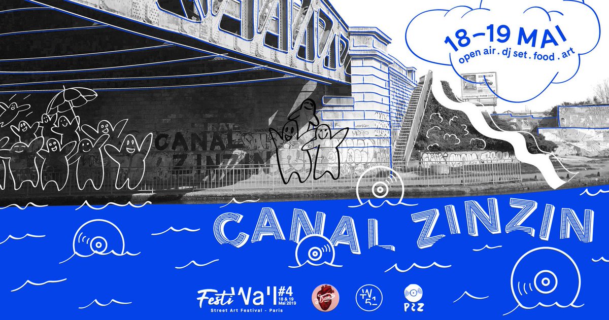 Parizinzins's tweet photo. Rendez-vous au bord du Canal samedi et dimanche pour deux jours de musique en open-air et libre accès dans le cadre du #FestiWall 😋
Au programme : #MicMac, #BellevilleBoogie, @zollprojekt , #17H46, Danse-Toujours (Bruits De La Passion), Sans Prétention & #P2Z #StreetArt 🎈 https://t.co/CiO7LAANja