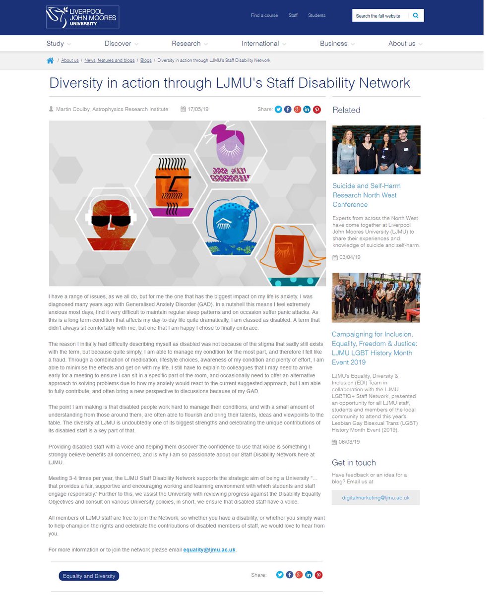 The co-Chair of our Disablity Staff Network <a href="/martincoulby/">Martin Coulby</a> has blogged about his lived experience with mental health and the work of the network for #mentalhealthawarenessweek. #ItsGoodToTalk #ItsOkNotToBeOk ljmu.ac.uk/about-us/news/…