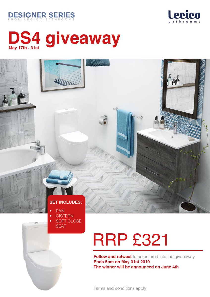 LecicoBathrooms's tweet photo. It’s #giveaway time! We’re giving away a DS4 WC set worth £321 🚽 To enter all you’ve got to do is follow and retweet 👍 The winner will be selected randomly on June 4th 

#win #competition #prize #friyay #FridayFeeling https://t.co/n4dMu7zbtq