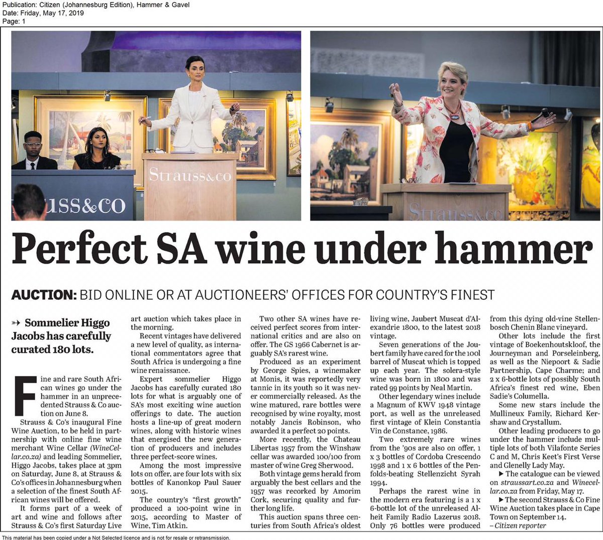 Three perfect wines on sale <a href="/Strauss_and_Co/">Strauss & Co</a> Inaugural Fine Wine Auction 8 June. Catalogue out very shortly on our website