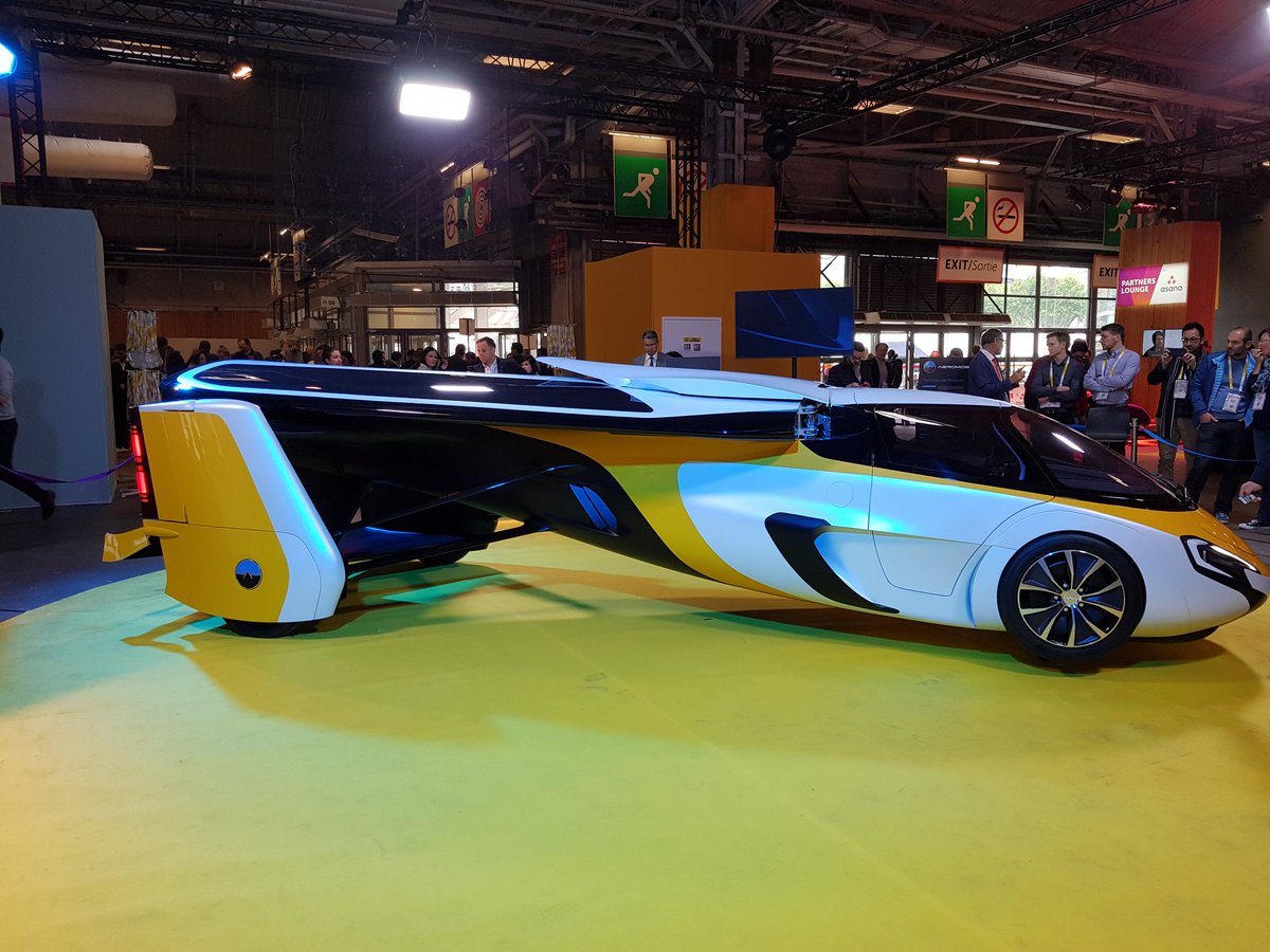 BecheauQuentin's tweet photo. Day 2 at the #VivaTech; does this thing actually fly? #AeroMobile https://t.co/uxsOZkx6xX