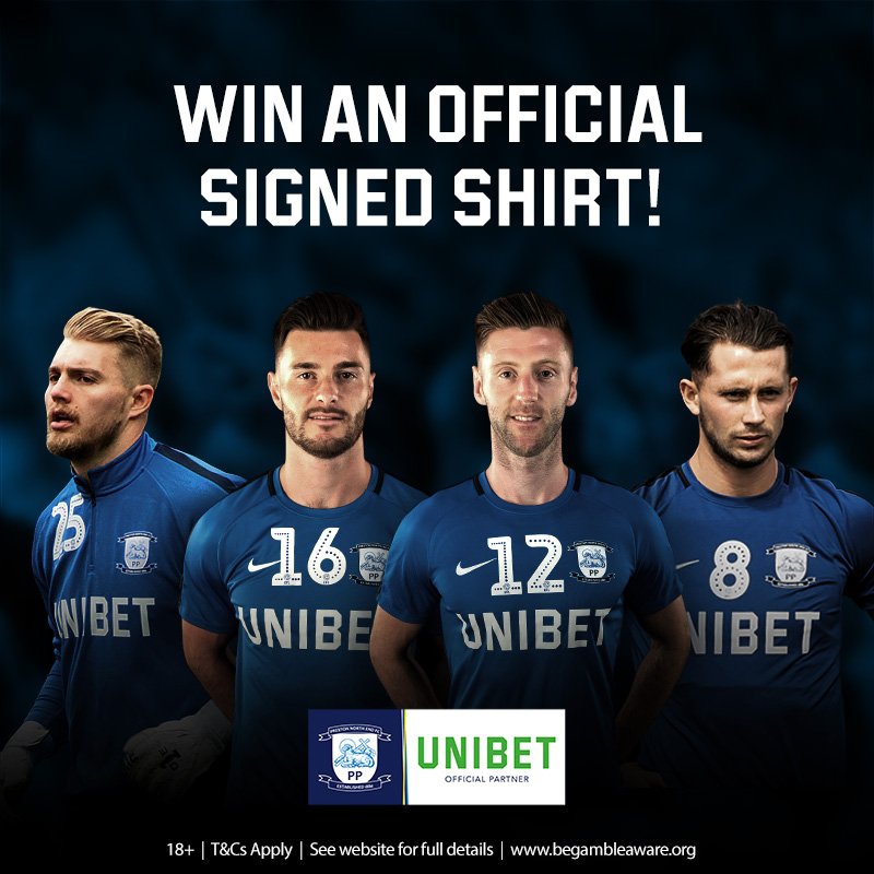 Unibet (@unibet) on Twitter photo 🚨 Calling all #PNEFC fans: Thanks for your support this season!
✍️ Win one of FOUR signed <a href="/pnefc/">Preston North End FC</a> home shirts!
🔁 Simply RT & Follow by noon on Monday 20th May and we'll pick four winners at random - simple!
T&Cs: unibet.me/PNEComp 🔞 #ProudPreston 🚨 Calling all #PNEFC fans: Thanks for your support this season!
✍️ Win one of FOUR signed <a href="/pnefc/">Preston North End FC</a> home shirts!
🔁 Simply RT & Follow by noon on Monday 20th May and we'll pick four winners at random - simple!
T&Cs: unibet.me/PNEComp 🔞 #ProudPreston
