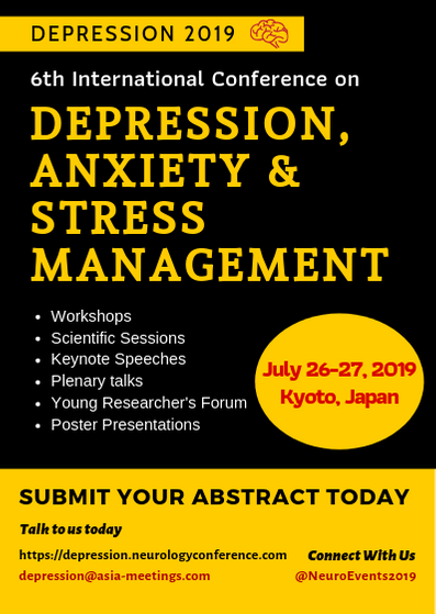 NeuroEvents2019's tweet image. Unbox your research work at Depression 2019 in Kyoto, Japan!

Submit Your Abstract Today and Avail 30% off on registrations!

Contact: depression@asia-meetings.com
depression@neurosciencesummit.net

PS: depressionconference.blogspot.com