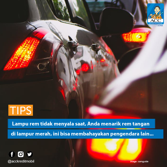 acconeid's tweet photo. Hilangkan kebiasaan menarik rem tangan di lampu merah. Jika pedal rem tak diinjak maka lampu belakang tak menyala. Sebaliknya dgn posisi kaki tetap menginjak pedal rem, lampu rem tetap menyala shg pengguna jalan lain akan tahu kalau kita berada dalam posisi berhenti. #ACCautoTips https://t.co/SfrmCfKbR2