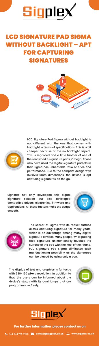 Sigplex's tweet image. Signature Pad &quot;Sigma&quot; without Backlight
We have solution of your online document signature problem. With Esignature pads now you can capture your original signature for online document.
#signaturepad #signaturepads #signaturesoftware #electronicssignaturepads
#signaturedevice