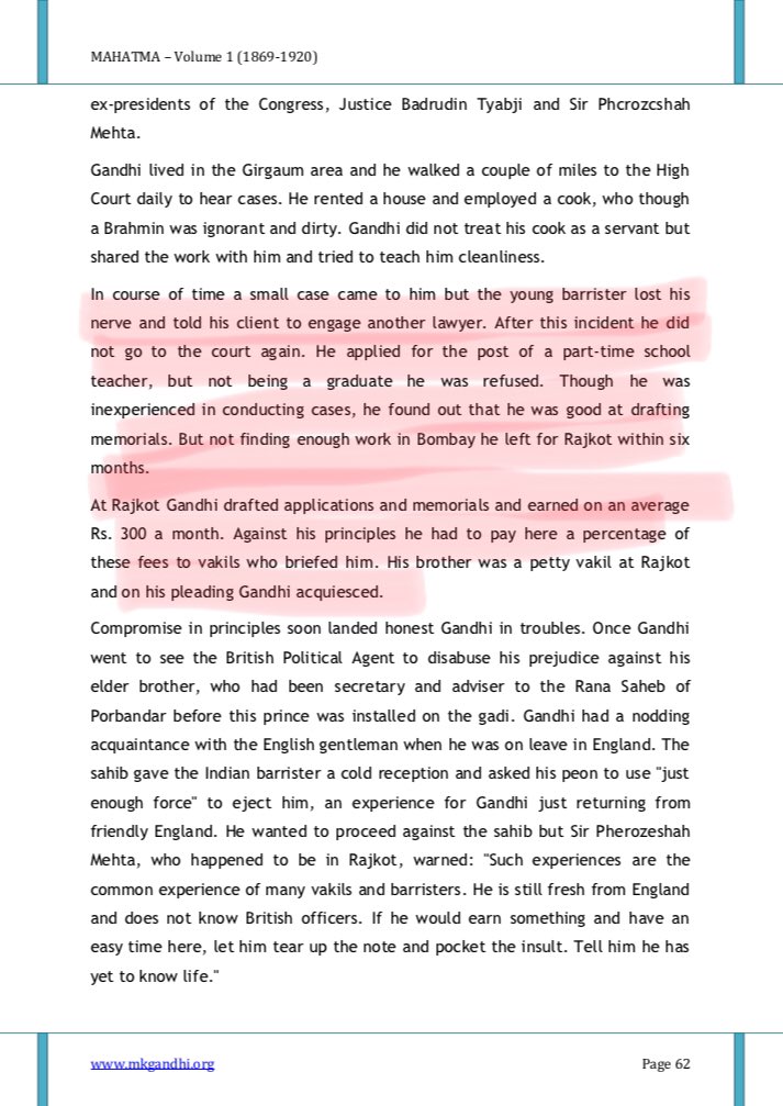 7/n He returned to Rajkot to make a modest living drafting petitions for litigants, but he was forced to stop when he ran afoul of a British officer Sam Sunny.Ref: MAHATMALife of Mohandas Karamchand GandhiVolume 1 [1869-1920], p 61-62 Link:  https://www.mkgandhi.org/ebks/Mahatma_Vol1.pdf