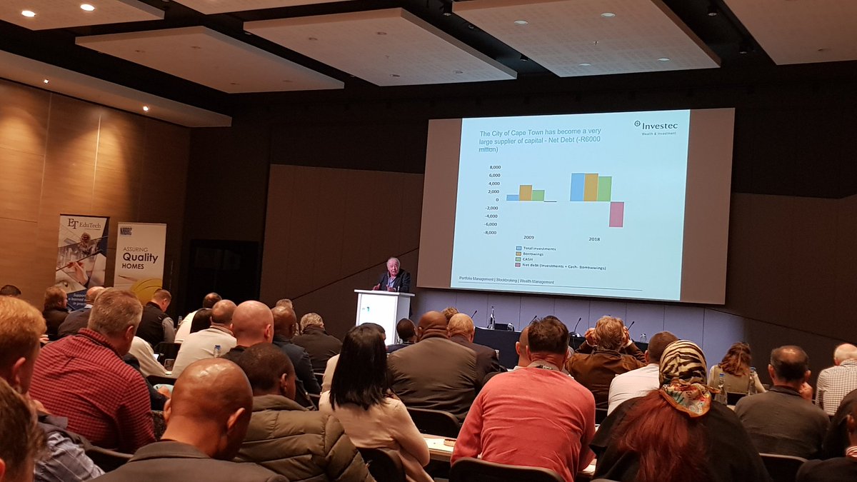 PropertyWheel's tweet image. #wcpdf Prof Brian Kantor tells us that City of Cape Town is a significant Lender rather than Borrower @WCPDFconference #CapeTown