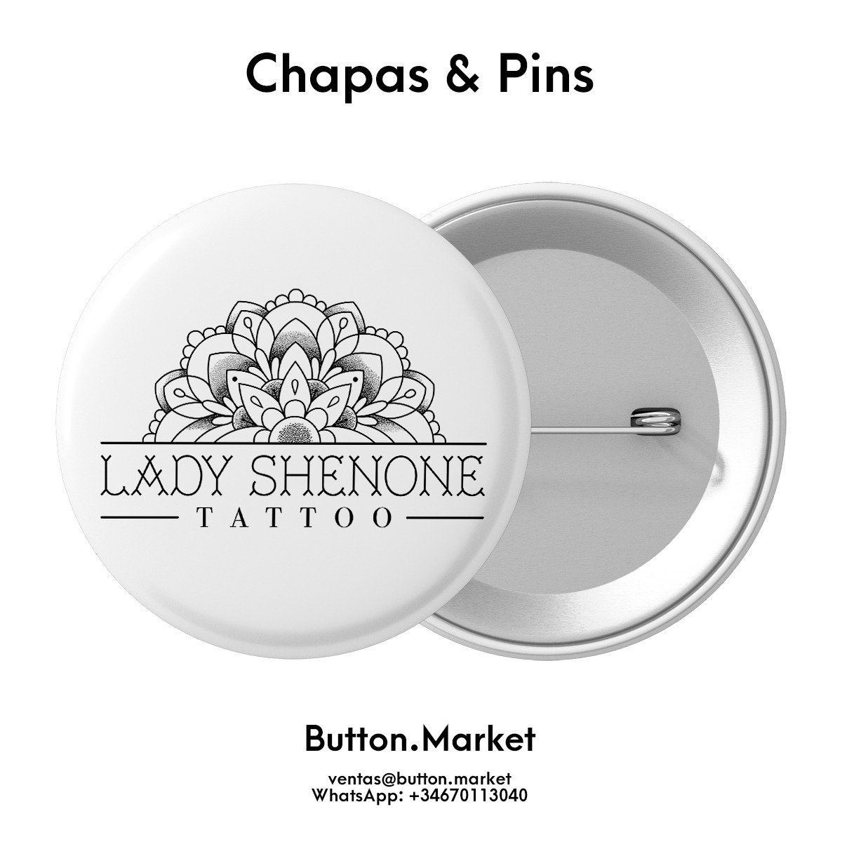 ButtonMarket's tweet image. Button badges for a tattoo studio.
#tattoo #buttons #badges