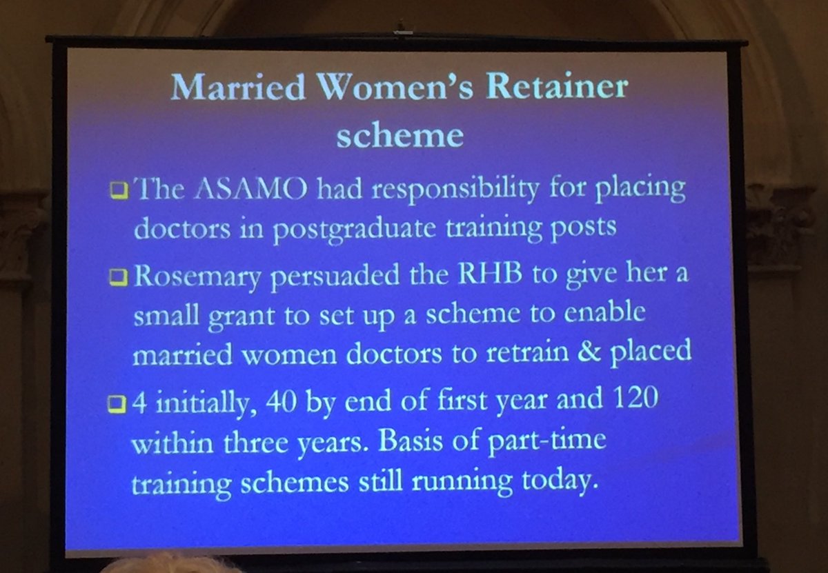 Dame Rosemary Rue - essentially the founder of modern day LTFT working in medicine. In 1960. #MWFConf2019 @medicalwomenuk @BMA_JuniorDocs #FemalePioneers #WomenInLeadership