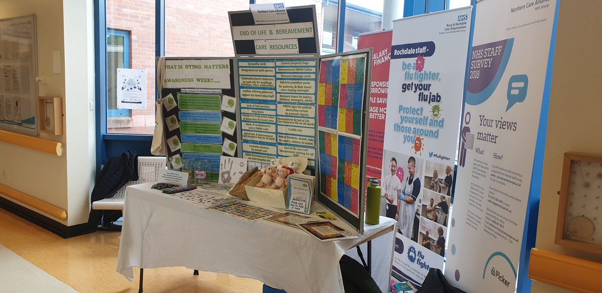 All set up for our final <a href="/DyingMatters/">Dying Matters</a> event of the week at <a href="/RochdaleCO_NHS/">Rochdale Care Organisation</a>. Come along and have a chat #Swan #onechance