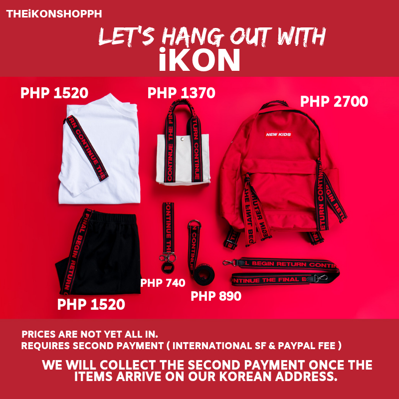 THEiKONSHOPPH's tweet photo. [PH GO] LET'S HANG OUT WITH iKON GOODS
PRICE: *See pic below* 
✔️with freebies from us
✔️will directly order from YGSELECT
⌛️DOO/DOP: June 8, 2019
📦ETA: 2-5 weeks after DOP
🖇️MORE DETAILS AND ORDER FORM: https://t.co/6ISMIJe0Ka
#iKON @ygent_official https://t.co/H2UYs5X7nT