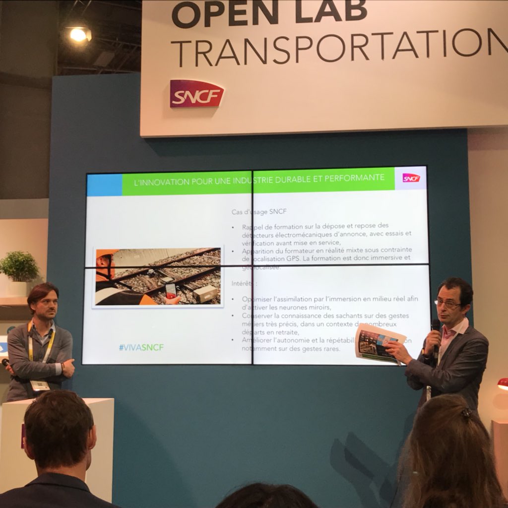 SNCFNumerique's tweet photo. [ #VivaSNCF ] [ #Vivatech ] « Cette #phablette est une technologie très innovante déployée en opérationnel » @skyboystartup @fxgoemaere https://t.co/59XWgaGN62