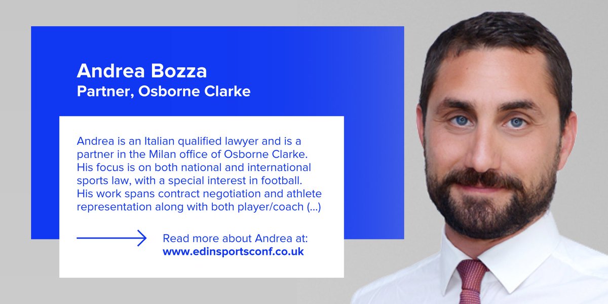 Speaker Alert 🚨 

We are delighted to introduce one of our moderators: @magicdraft is an experienced football lawyer with Osborne Clarke. Andrea will be interviewing Fabio Capello at the conference. 

Book tickets here. Early bird expires 31 May: edinsportsconf.co.uk