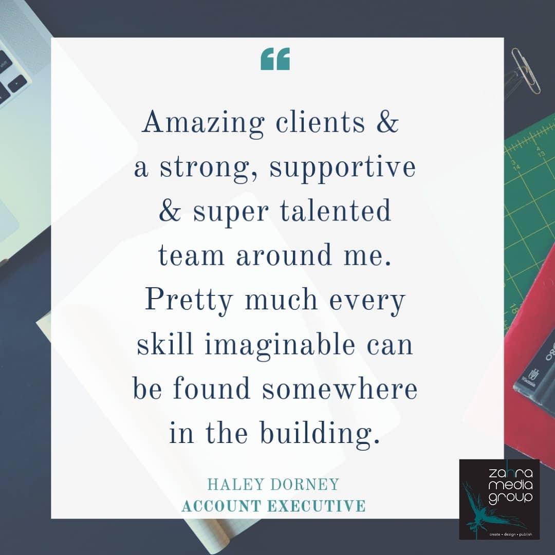 ZahraMedia's tweet photo. We're looking for a talented Account Manager with 5 years experience to join our creative, editorial &amp; marketing teams. Interested? Click here: https://t.co/LtiNkRlLNI
Here's what Account Manager, @hayley_dorney, loves about @ZahraMedia!

#jobfairy #jobalert #workhappy100 https://t.co/ecMpYg777o