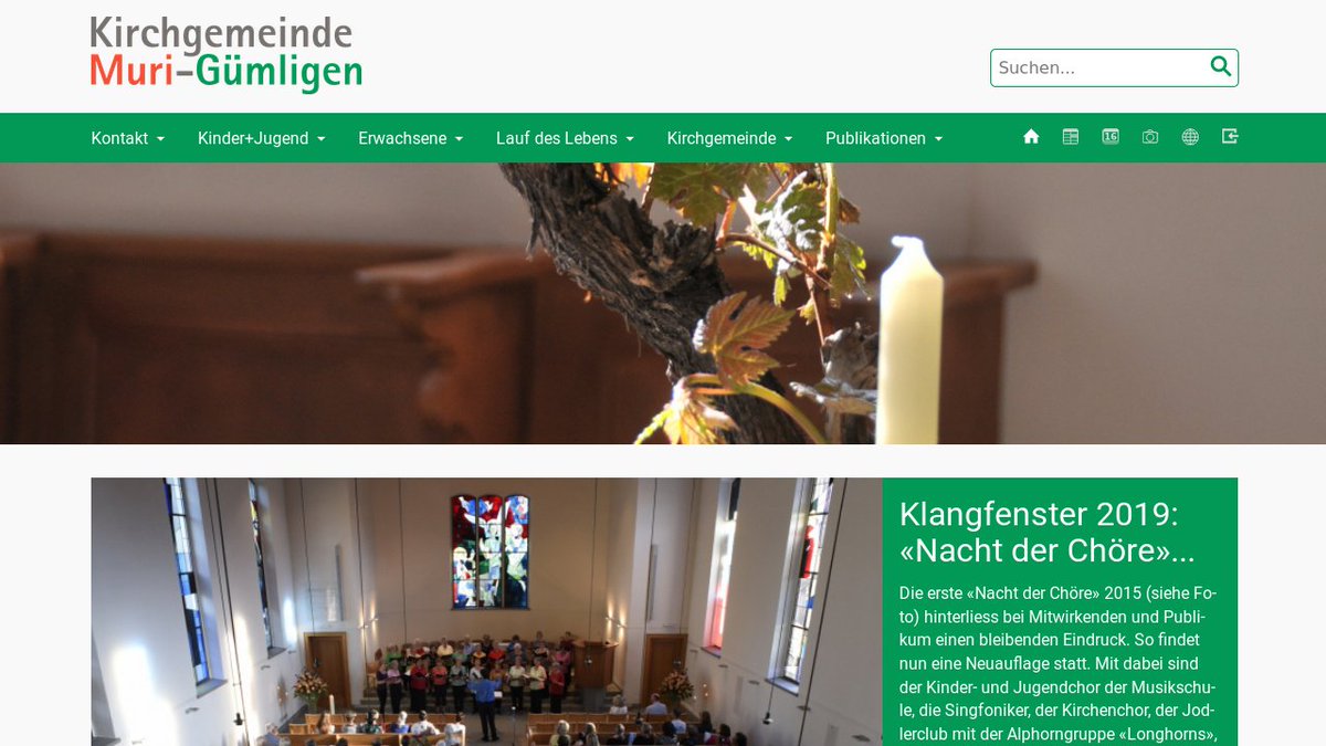 Der Webauftritt der Reformierten Kirchgemeinde Muri-Gümligen erhielt ein Redesign mit unserem Design "Zürich responsive". 👉 rkmg.ch