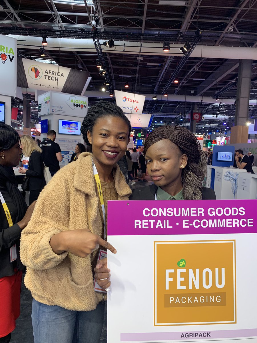 Jour 2 à #VivaTech. 

Voici <a href="/FenouPackaging/">Fenou Packaging</a> une #startup qui produit des emballages adéquats pour les entreprises. 229 🇧🇯 

Élue meilleure startup francophone dirigée par une femme en 2018.

#Benin