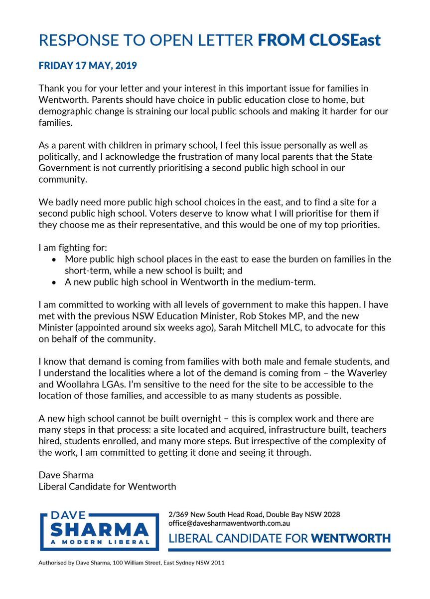 CLOSEast's tweet photo. Please find below a response from @DaveSharma to our open letter written yesterday. Thanks to the @CLOSEast community for sharing our original letter - pls also share the response @TheWenty @smh @PEFOZ @WaverleyCouncil @woollahramc @Timpmurray @drkerrynphelps @WentworthGreens https://t.co/H3PJs03TQI