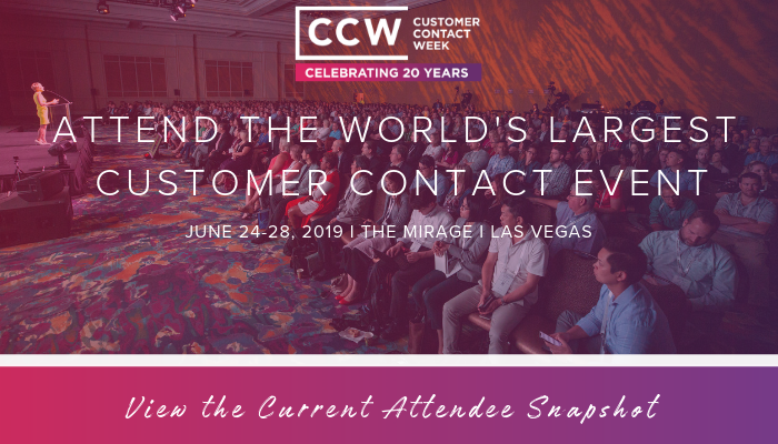 uctodaynews's tweet image. We’re excited to be a part of CCW Vegas 2019. Customer Contact Week is shaping up to be bigger than ever, bringing together 2,500+ customer contact executives this June 24-28 at the Mirage in Las Vegas. View the full agenda here: bit.ly/2GEFWid 
#CCWVegas19 #20YearsofCCW