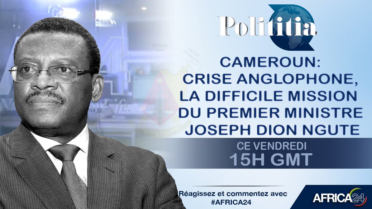 A24Polititia's tweet photo. 🇨🇲 #Cameroun, Focus ce vendredi 17 mai sur les résolutions du gouvernement camerounais pour une sortie de crise en zone anglophone. Ne manquez pas votre #Polititia dès 15H GMT en direct sur @AFRICA24TV https://t.co/tcN2BCMIpx