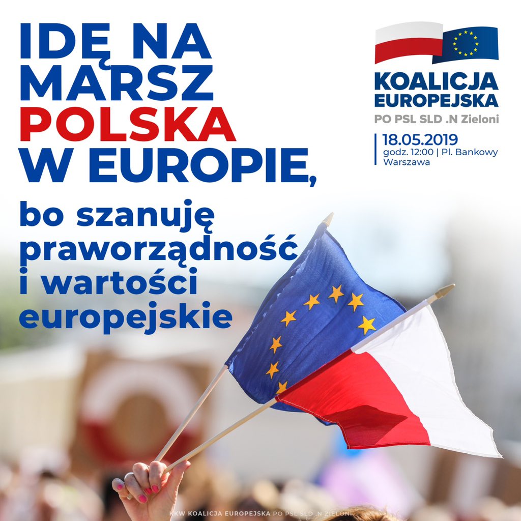 AChybicka's tweet photo. Już jutro Wielki Marsz #PolskaWEuropie. Zapraszam wszystkich chętnych do wspólnego udziału. Widzimy się jutro o 12:00 na Placu Bankowym. 😊✌️🇪🇺 https://t.co/gnsrG3OWoO