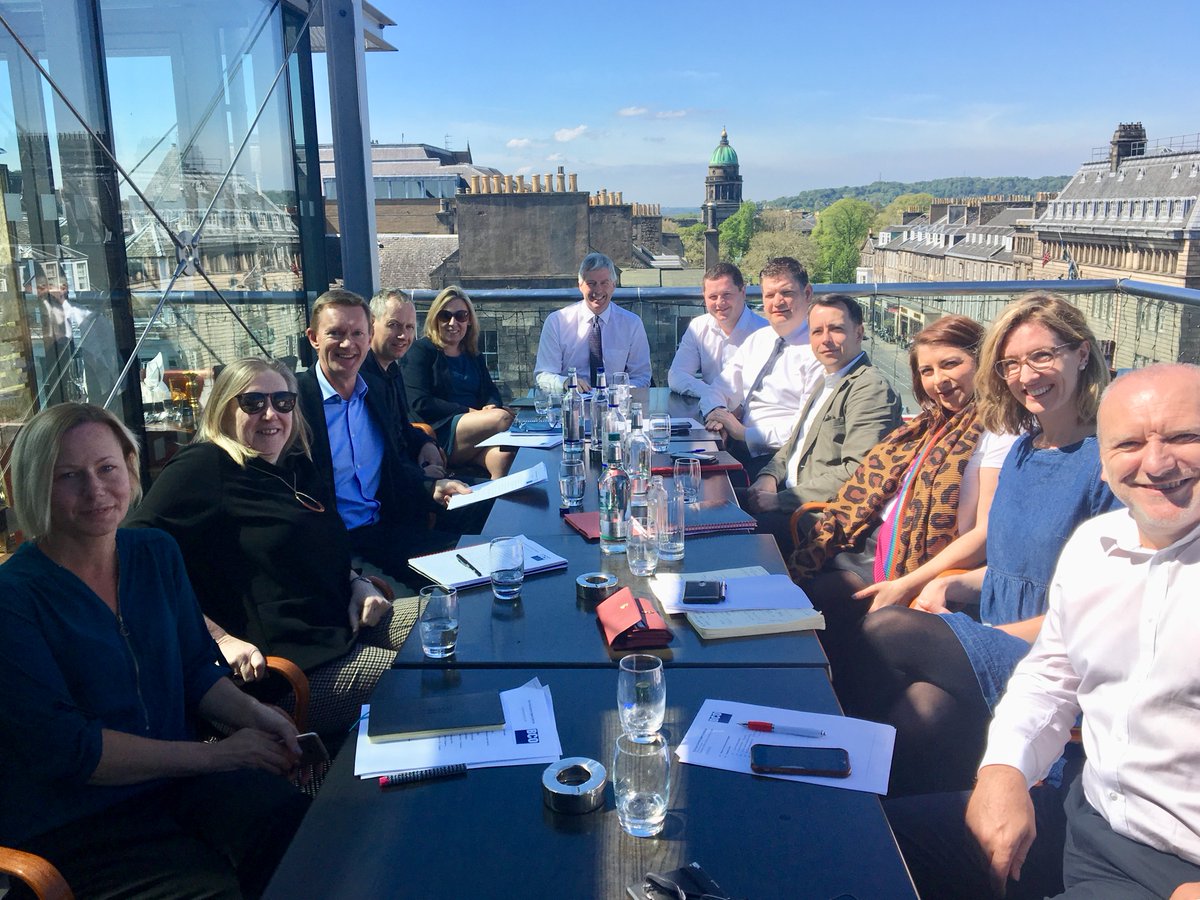 Some of the <a href="/BcoScotland/">BCO_Scotland</a> Committee meeting in the sunshine yesterday to prepare for today's Awards... it's a tough job but someone's got to do it! #bcoawards #edinburgh #toughlife