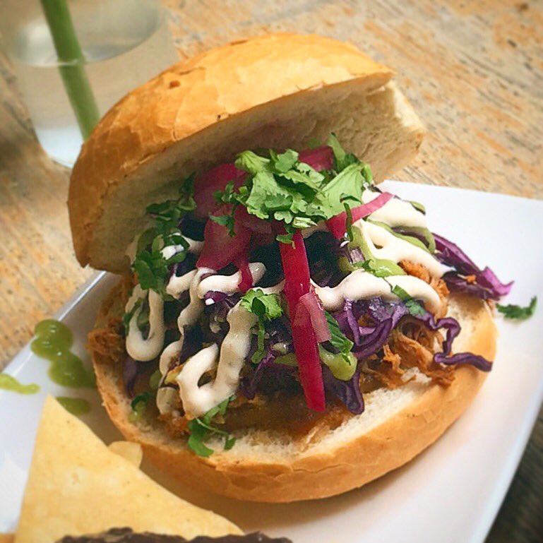 YucatanLdn's tweet photo. Our truly special Cochinita Pibil Torta is making its debut on the menu at @thegriffinwhetstone this week. 8-hr, slow-cooked, Pulled Pork inside a crunchy, doughy, Teleras Roll. Also available with our Chipotle Shredded Jackfruit, for those that like to live life on the edge. 🌮 https://t.co/9RcR3beG3L