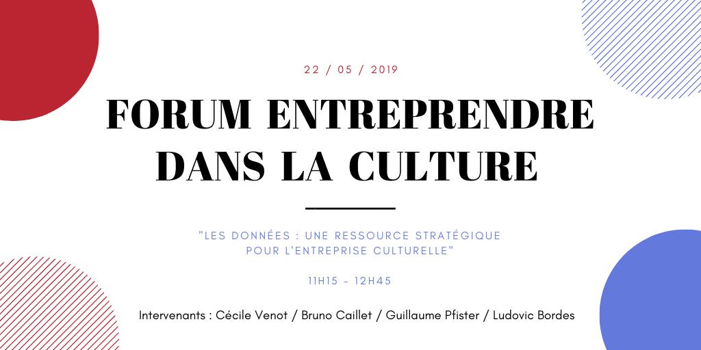 Jeudi 23 mai : Forum Entreprendre dans la #culture.
Ludovic Bordes aura le plaisir de traiter le sujet "Les données : une ressource stratégique pour l'entreprise culturelle" avec d'autres intervenants de <a href="/CentrePompidou/">Centre Pompidou</a>, <a href="/artishoc/">artishoc</a>, et <a href="/DeezerFR/">Deezer France</a> !
