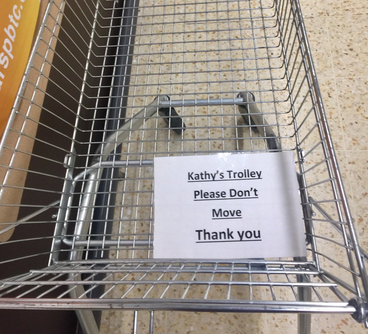 peterofthelane's tweet photo. A @sainsburys mystery......
Why is this trolley so special?
Who moved it without asking?
Does it contain invisible treasures?
And #whoiskathy ?
(I didn’t move it. I’d never do that) https://t.co/Fi61WmICbE