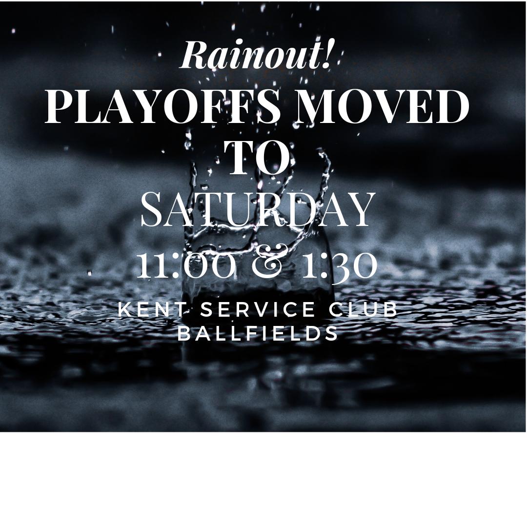 AHS Fastpitch playoff games have been rained out!  Come tomorrow to the Kent Service Club Ballfields at 11:00 and 1:30 and cheer on your fellow Trojans as they play for a spot in the state tournament!