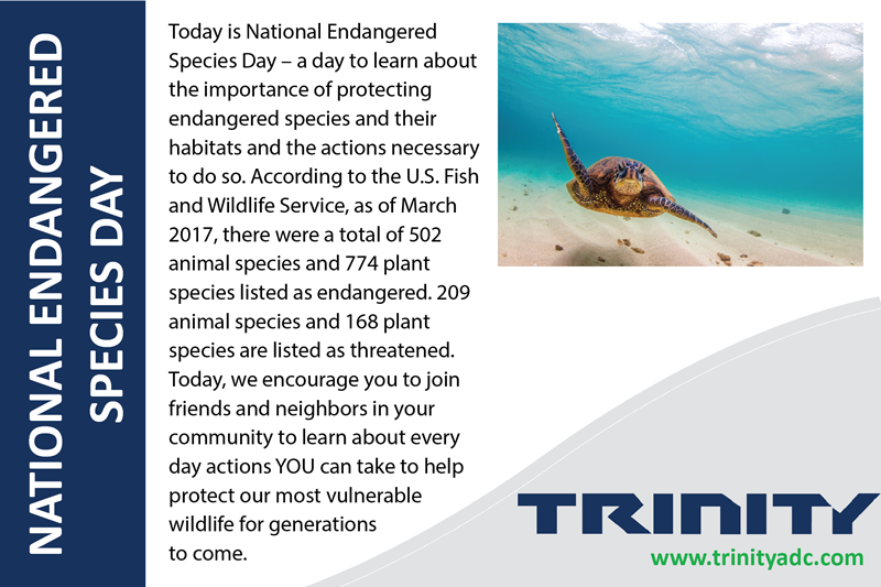 TrinityADC's tweet photo. The 3rd Friday in May is National Endangered Species Day, recognizing national conservation efforts to protect our nation's endangered species and their habitats!  Learn more from the U.S. Fish &amp; Wildlife Service: https://t.co/67fodHPevF https://t.co/8KQieIwLNW