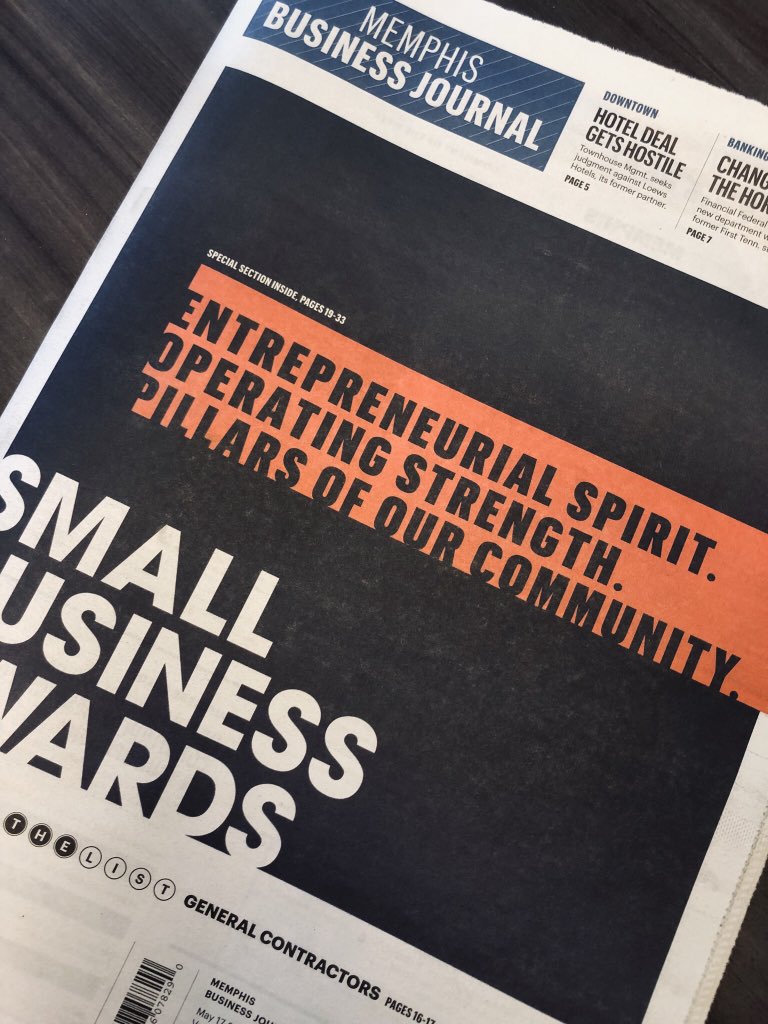 MBJPublisher's tweet image. If you didn't get to attend the 39th @MBJMemphis #MBJSBA Awards, you should at least take a look at at this week's issue and the amazing companies we celebrated.