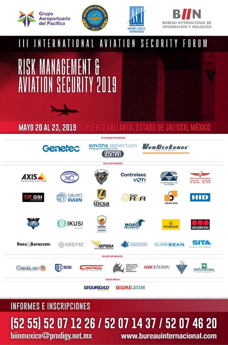 SecuritasMx's tweet photo. ¡#SAVETHEDATE ! 
 III International Airport Security Forum.
 Risk Management &amp; Aviation Security 2019. 
Invitado Piet Geens, Director Regional #Aviación Latinoamérica de Securitas.

¡No puedes perdértelo! https://t.co/74dFMRiOFL