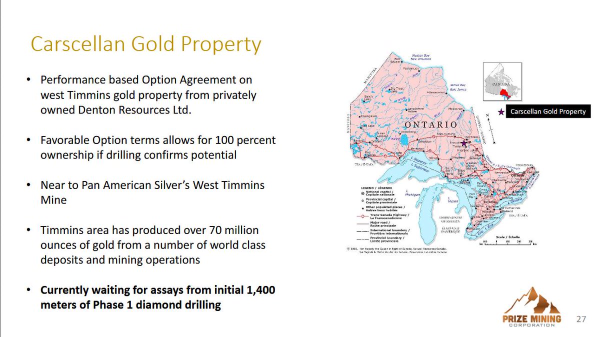 PrizeMiningCorp's tweet photo. We're excited to move forward with development and exploration on our recently optioned Carscellan gold property in the prolific Timmins, Ontario #gold district.

Download our updated presentation for further details + updates on Manto Negro.
$PRZ $PRZFF
https://t.co/XYdBSKAScd https://t.co/n2RFwxsydH