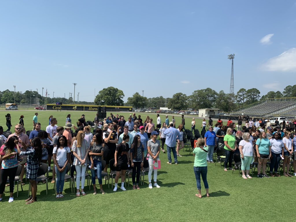 Graduation Practice #classof2019 #chs join us tonight at 8pm Cook High Memorial Stadium